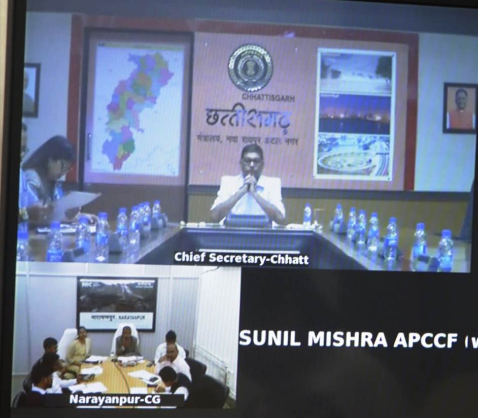 CS Review Meeting: Review of implementation of schemes and development works through video conferencing by Chief Secretary Amitabh Jain.